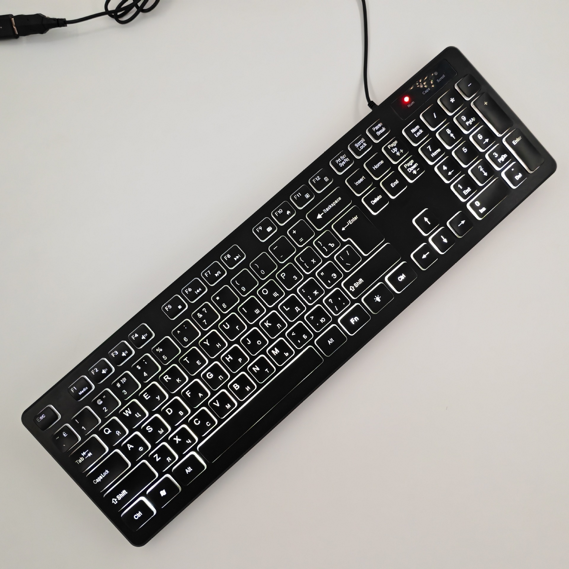 Русская версия белого света светящаяся клавиатура