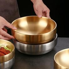 韩式双层冷面碗不锈钢金色碗烤肉餐厅大酱汤碗隔热拌饭碗螺蛳粉碗