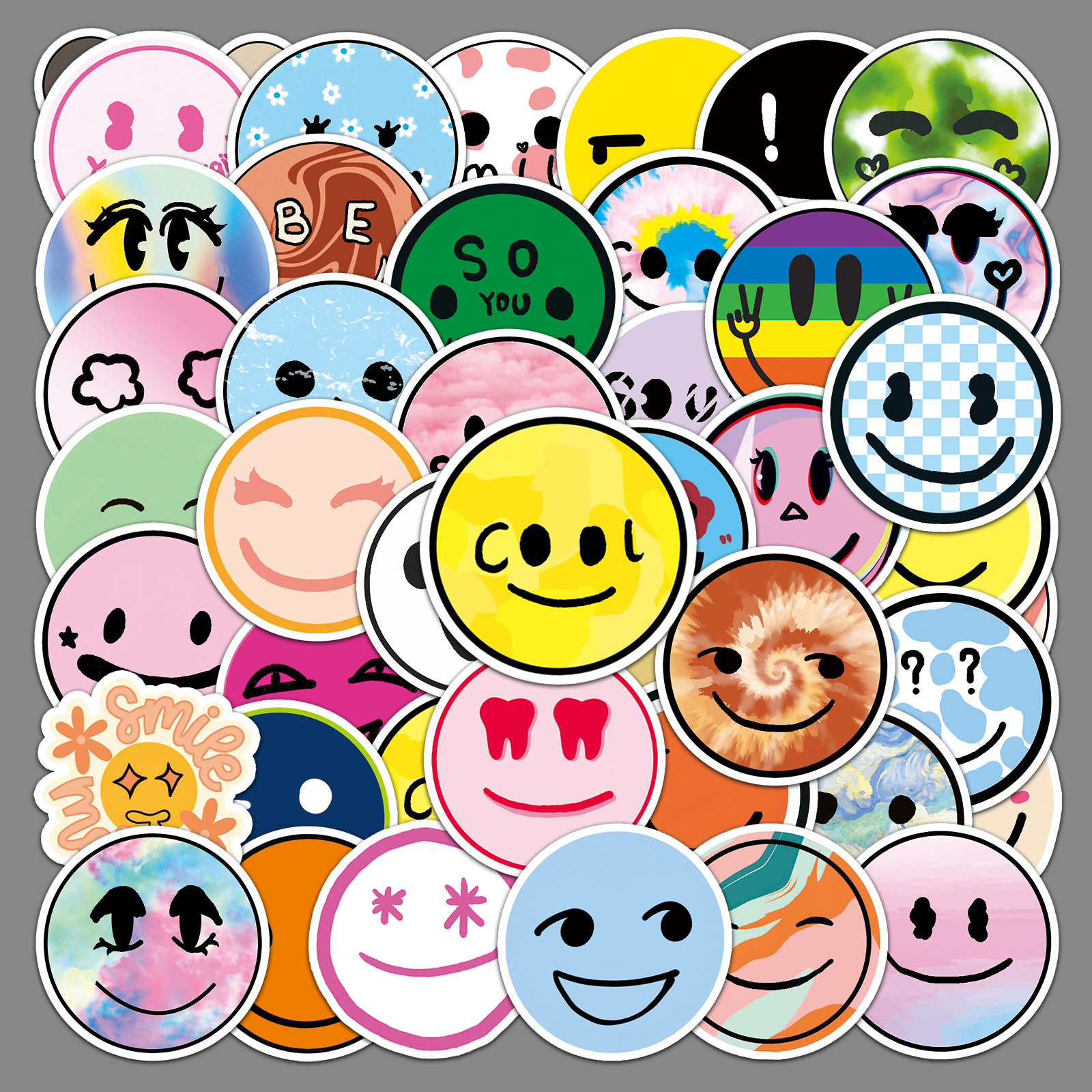 50 cara sonriente tendencia creativa pegatinas monopatín equipaje pegatinas portátil coche motocicleta Decoración
