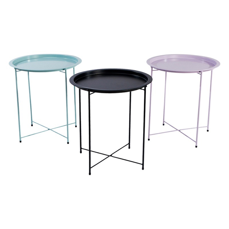 Nórdico plegable mesa de café dormitorio mesa de noche de hierro sofá mesa auxiliar balcón creativo mini simple pequeña mesa redonda al por mayor