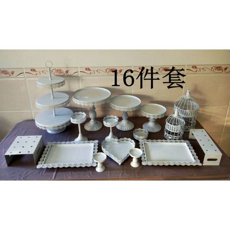 Estante de bocadillos de estilo europeo, tabla de postres, estante de exhibición, adornos de hierro forjado, estante de pastel de boda, set de 12 piezas image 8