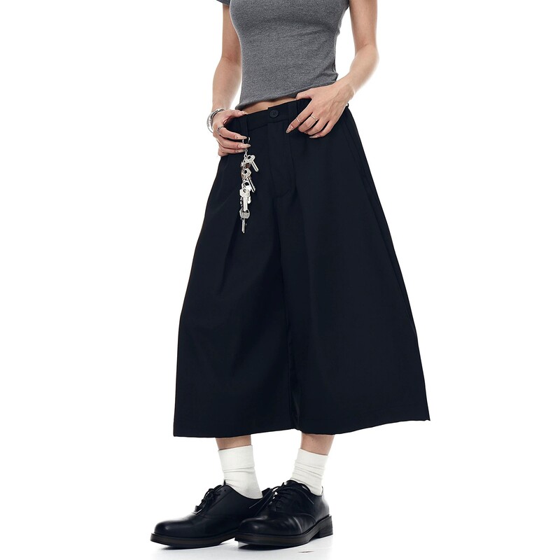 American Retro Cleanfit Pleated Wide-Leg Cropped Trousers for Men and Women, New Summer Style, High-End Casual Shorts, Trendy