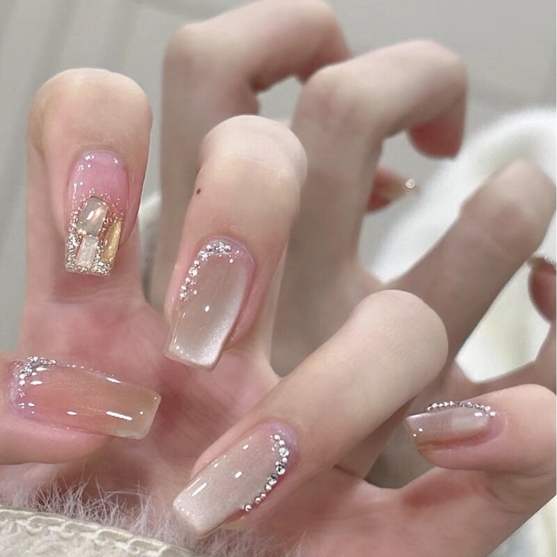 【Cool Moonlight】Xiaohongshu Same Style Nail Art, Brightening Wear-On Nails, Fake Nail Patches, Long-Lasting and Removable, Starry Sky Style