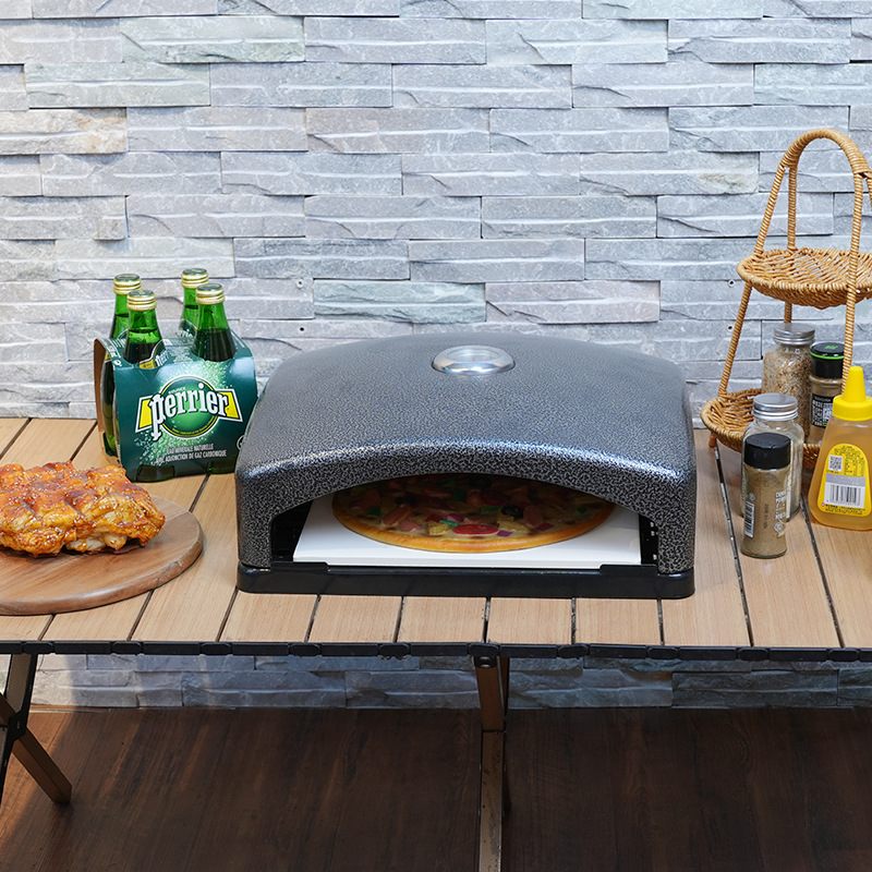 En stock Amazon Pizza horno con termómetro hogar portátil pizza horno panqueque hornear pan horno