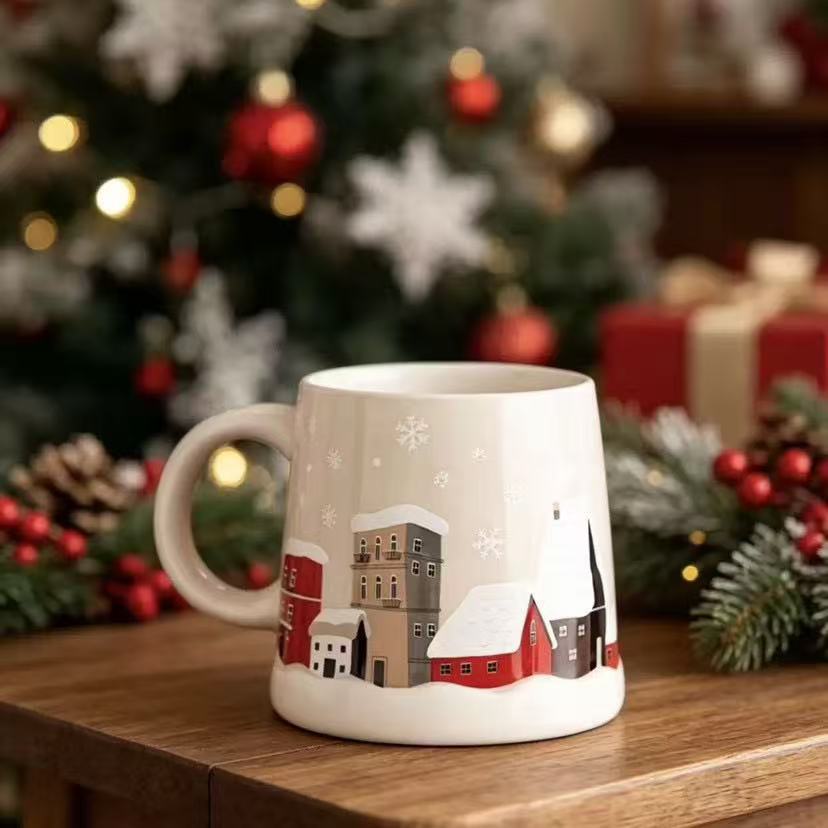 Taza de Navidad de alto valor, taza de cerámica casera, regalo creativo, taza de café, taza de desayuno encantadora