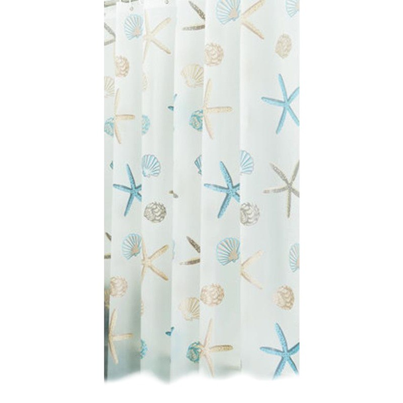 Cortina de Ducha para Hotel, de PEVA, con Diseño de Estrella de Mar, Impermeable, Cortina de Baño, Cortina Impresa, Cortina de Ducha para Baño