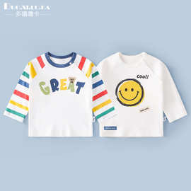 中小童秋季纯棉T恤男女宝宝卡通可爱外出上装四季款中小童休闲服