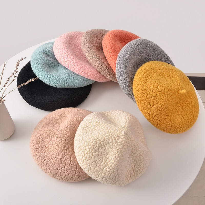 Unisex Wool beret Ladies winter Beanie pellet beret Painter cap Mushroom cap_voghion.com