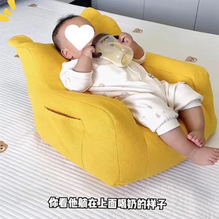 Baby Sofa Can Lie down and Sleep, Small Month-Old Single Stool Sitting on the Floor, Anti-Fall, Cute Cartoon Simple Princess Soft Backrest Chair