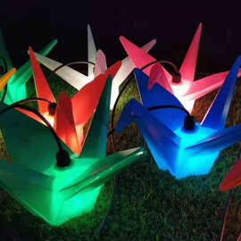 LED户外挂件千纸鹤灯走廊公园装饰灯防雨美陈挂件装饰灯个性彩色