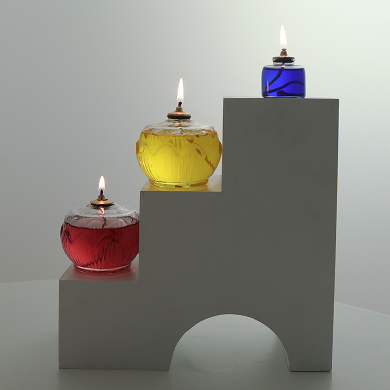 Lámpara de aceite de vidrio creativa lámpara casera candelabro cena romántica Hotel Occidental restaurante bar Decoración