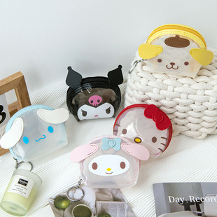 Transparent Jelly Portable small size Big Ear Dog Children Mini Cartoon Student Portable Convenient Headset Storage Coin Purse