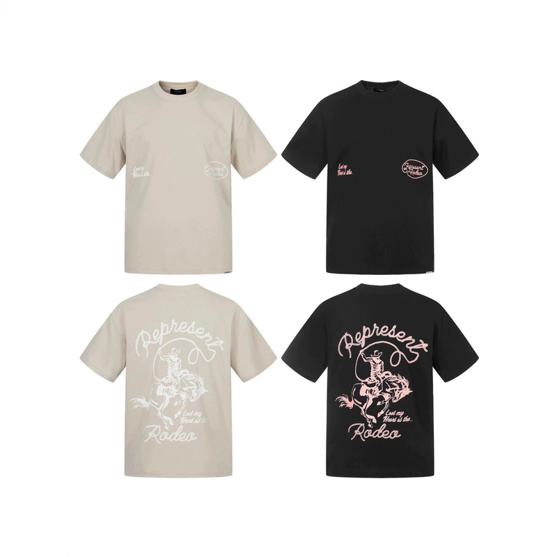 Cross-Border Niche Fashion Brand Represent Limited Edition Year of the Horse Jeep Wrangler Pattern Logo Letter Print Short-Sleeve T-Shirt