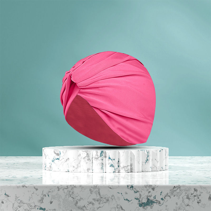 Gorro de baño protección para los oídos de moda para mujer, aumento de la cabeza, cabello largo, circunferencia de la cabeza grande para adultos, gorro plisado de flores retorcidas multicolor al por mayor