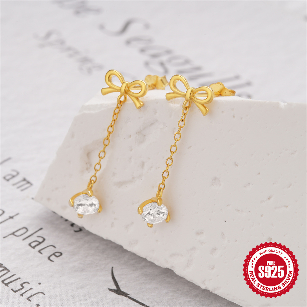 1g Weight 925 Sterling Silver Ear Needle Material 18K Gold Plated Plating Material Drop Earrings Classification 1 Pair Quantity Date, Tea Party Occasion 925 Sterling Silver Material Geometric Pattern All Seasons Season Women's Gender Elegant, Sweet Style 1 Pair 18K Gold Plated 925 Sterling Silver 925 Sterling Silver Earrings Geometric Drop Earrings 18