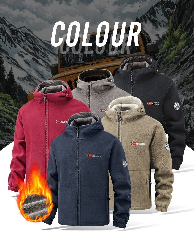 [Напрямую от производителя] Новая мужская осенне-зимняя флисовая куртка с капюшоном, флисовая куртка для улицы, пара на флисовой подкладке