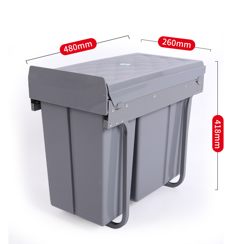 Gabinete empotrado bote de basura cocina clasificación oculta 10L 20L cubo de limpieza amortiguación extraíble con tapa