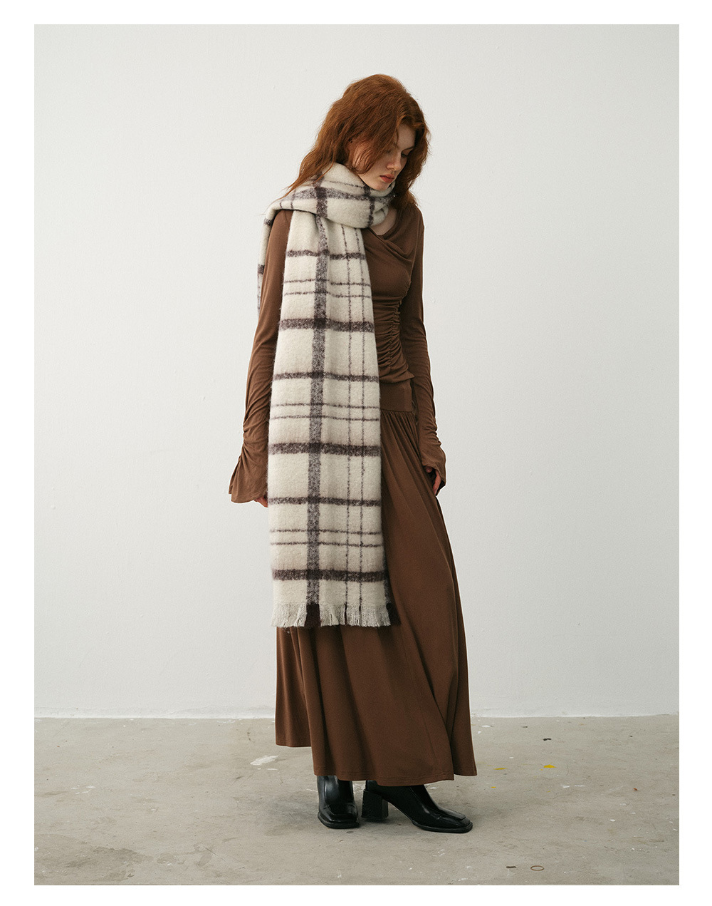 Bufanda de cuadros otoño invierno mujer de lana suave y capa_voghion.com