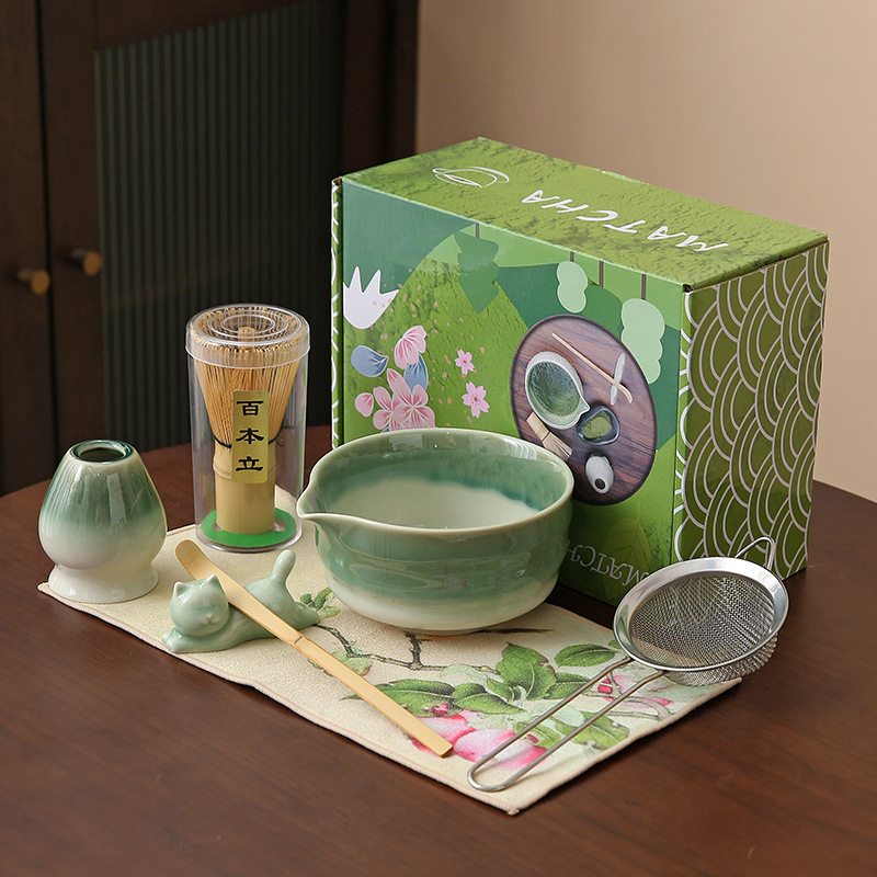 Japonés Matcha tazón Matcha túnica canción té herramientas de pedido taza de té de cerámica taza de té mezclador Matcha cepillo taza de té