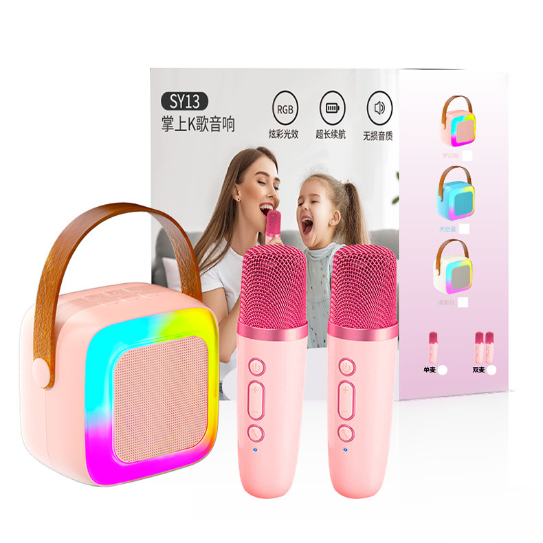 SY13 Bluetooth オーディオミニハンドヘルドマイク歌オールインワン子供用ホームオーディオカラオケワイヤレス K12|undefined