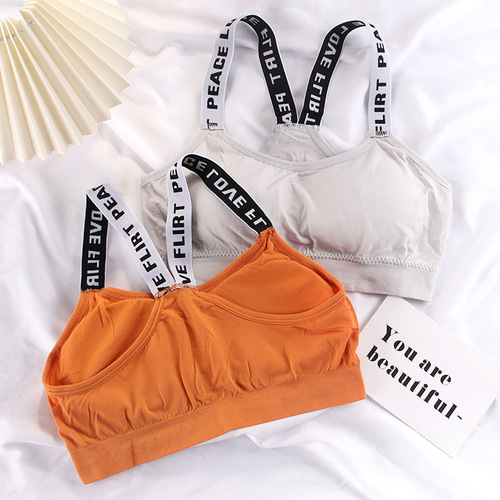 Beautiful Back Bra Sports Bra Women's Seamless Small Breast Gathering Student Suspender Tube Top Yoga Vest Women's Outerwear