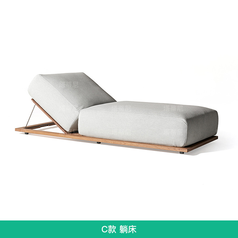 Silla de madera maciza al aire libre Villa patio impermeable muebles de protección solar Jardín al aire libre hotel playa casual cama de madera