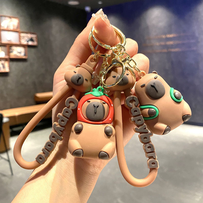 Creative Capibala Capybara Keychain Cute Three-dimensional Doll Car Key Chain Women's Book Bag Pendant Small Gift