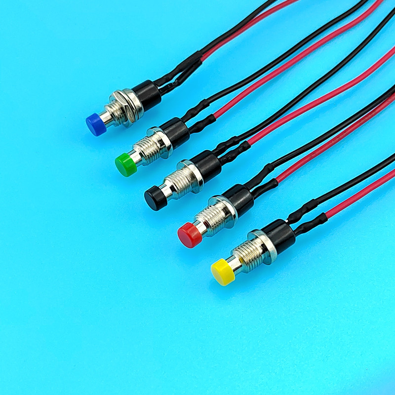 PBS-110 开孔7MM 无锁自复位 按通按钮开关 带线 汽车改装