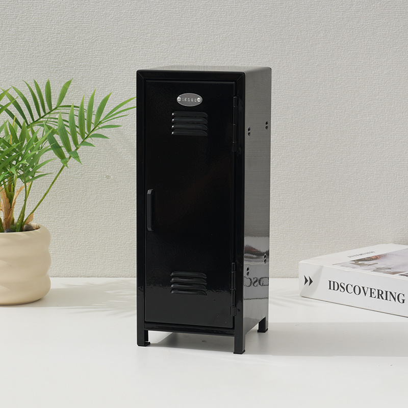 エリック小屋収納キャビネットデスクトップ収納ボックス鉄質収納ボックスロック付き収納キャビネットかわいい少女心粉鉄キャビネット|undefined
