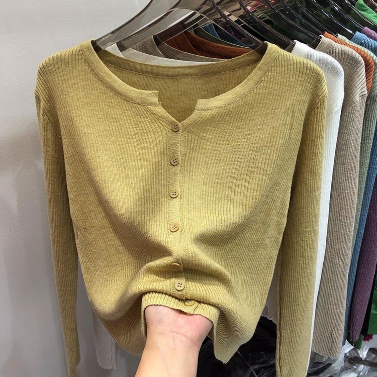 245g Weight Long Sleeve Sleeve Length Wholesale Women's Casual Solid Color Long Sleeve Button Sweaters & Cardigans