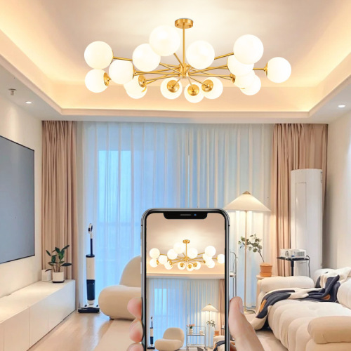 Full Copper Nordic Magic Bean Chandelier Living Room Main Light Creative Simple Restaurant Light Household Glass Molecular Light Cross-border Wholesale