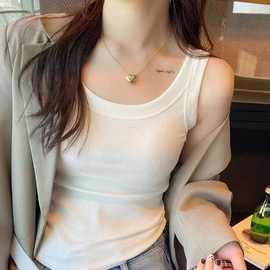 爆款内搭遮副乳防走光小背心夏季螺纹打底外穿修身内搭显瘦吊带女