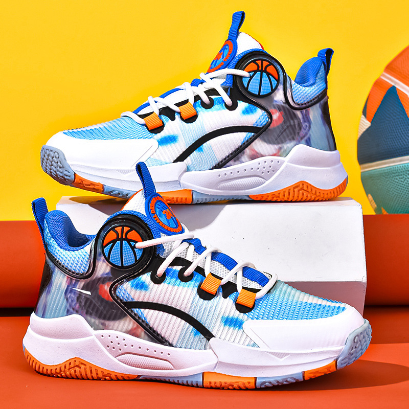 2023 Estate nuove scarpe da basket per bambini traspiranti con lacci per bambini grandi, pratiche scarpe da allenamento resistenti all'usura, alla moda_voghion.com