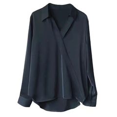 フランスのシフォンvネックの黒いシャツの女性のデザイン感に気をつけてください。