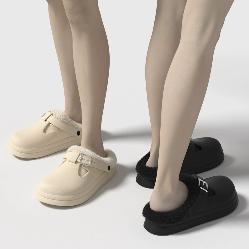 Водонепроницаемые хлопчатобумажные тапочки женская зимняя мода носить обувь Birkenn плюс бархат домашняя обувь нескользящая легкая теплая хлопчатобумажная обувь