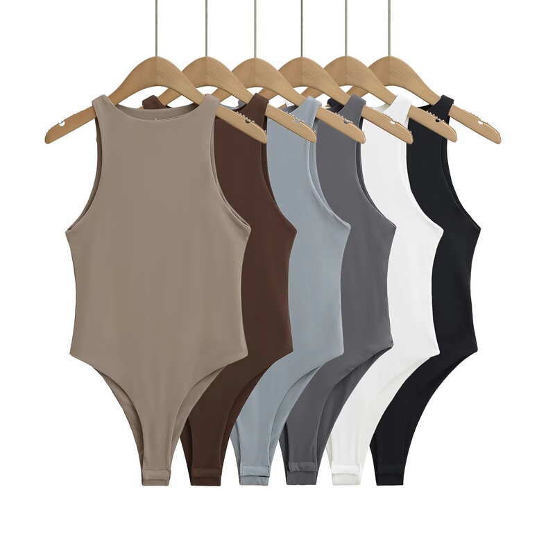 Pure Desire Double Layer Nylon Sleeveless One-Piece Camisole European and American Style Kardashian Sexy Slimming Hot Girl One-Piece