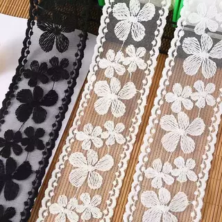 7cm蕾丝花边牛奶丝透明网纱花边diy蝴蝶结发饰帽子花束礼品袋辅料