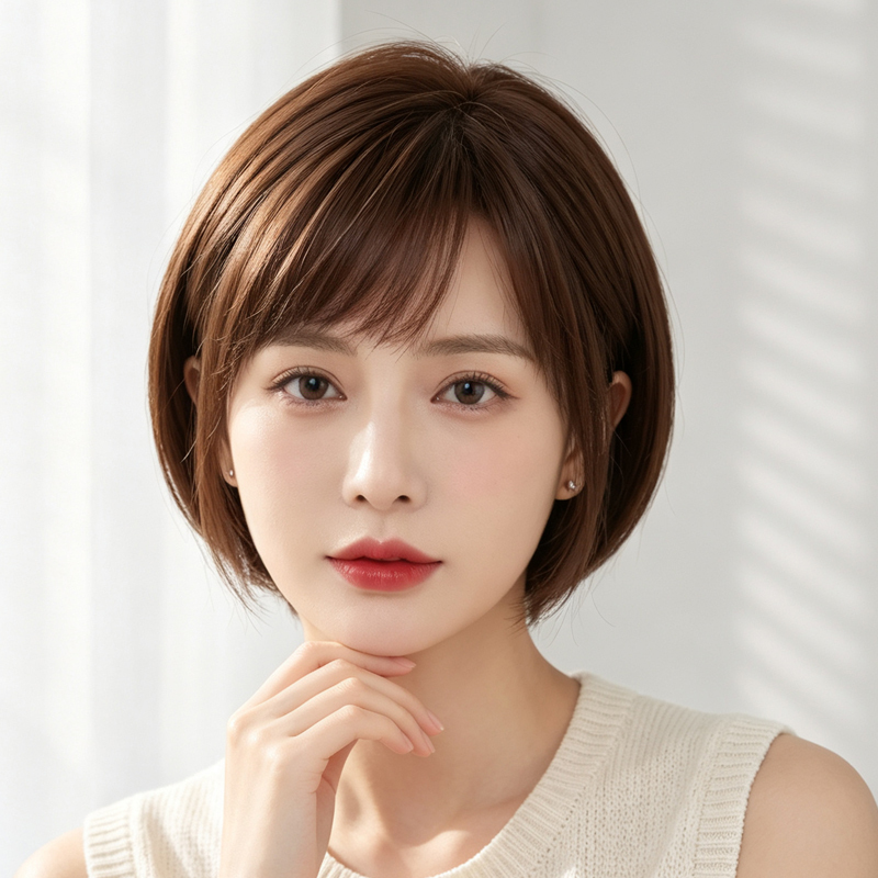 Full head wig for women, made of real human hair, short bob style, fashionable and natural, suitable for everyday use Full head wig for women, made of real human hair, short bob style, fashionable and natural, suitable for everyday use
