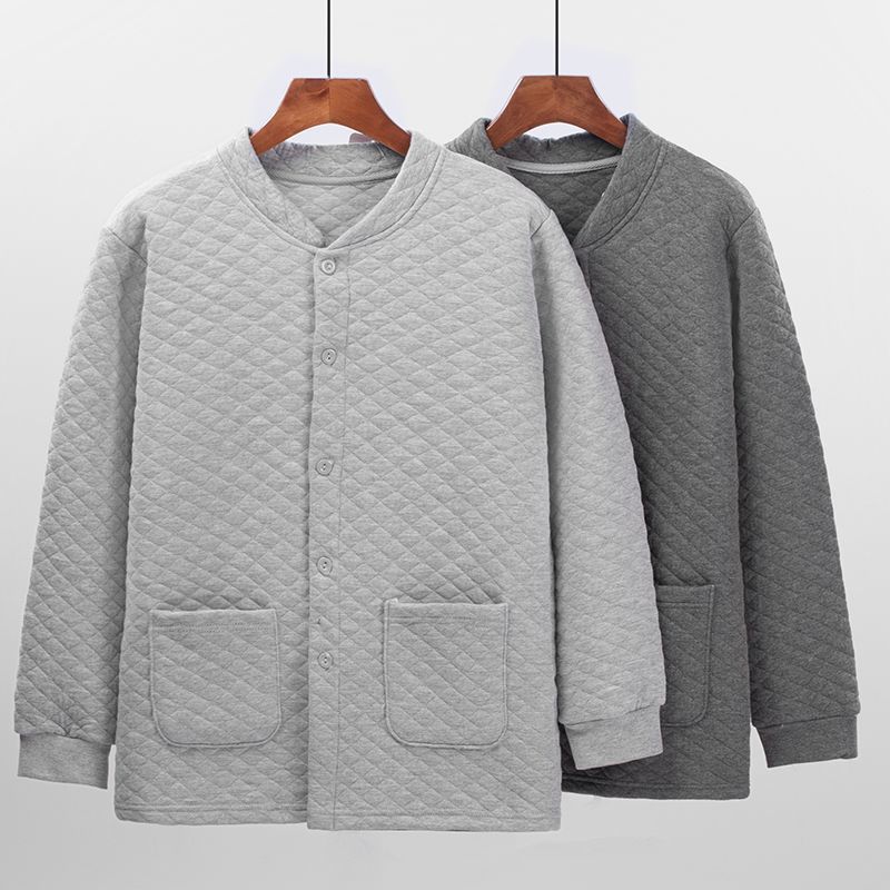 중년 및 노인 남성면 3 겹 누비 보온 속옷 두꺼운 노인 아버지의 카디건 정장 겨울