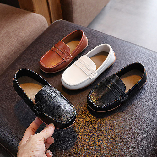 Girls 'leather shoes Korean spring and autumn new children's small leather shoes with soft soles for small and medium-sized children's Internet celebrity all-matching Moccasin-bean shoes trend