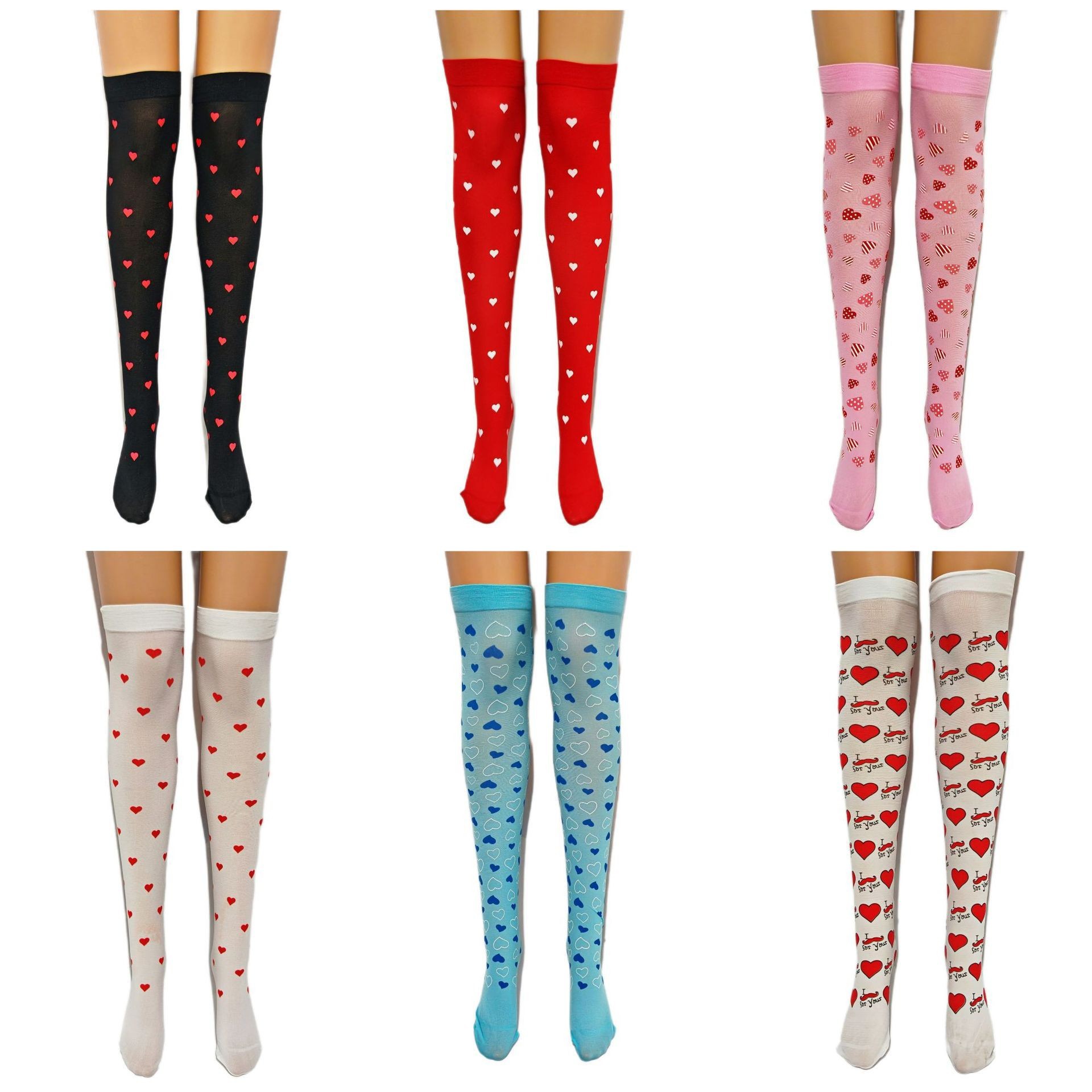 万圣节圣诞节爱心长筒过膝袜子情人节性感丝袜节日气氛必备踩脚袜