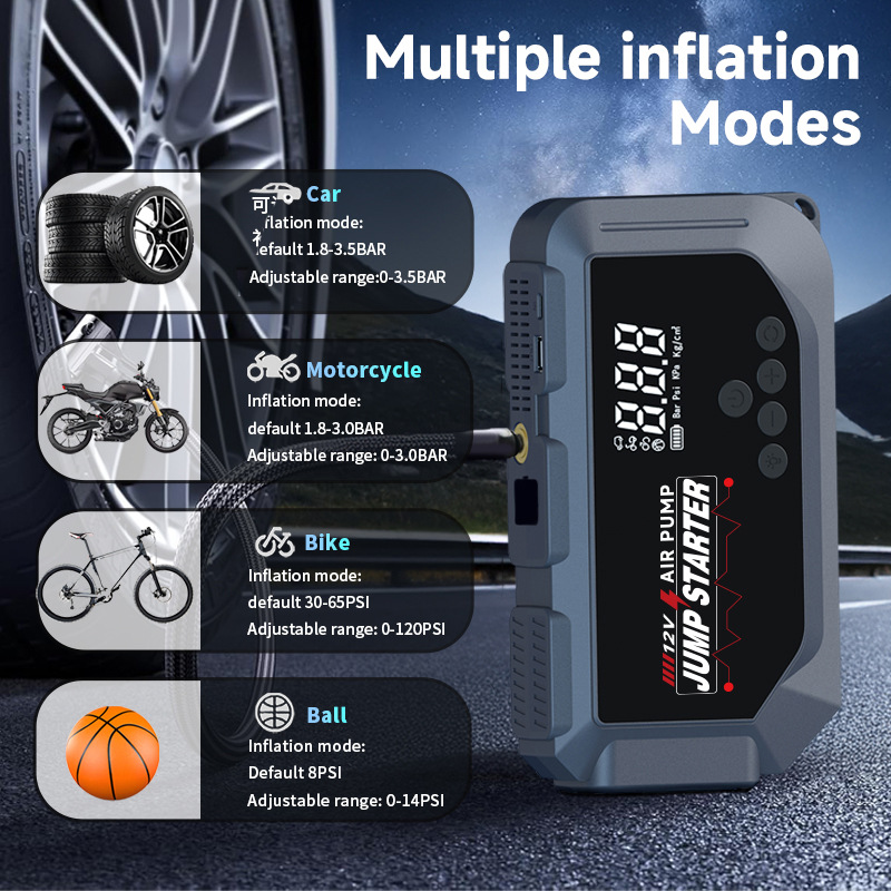 12V大容量便携式汽车应急启动电源 多功能汽车搭电充气照明充电宝