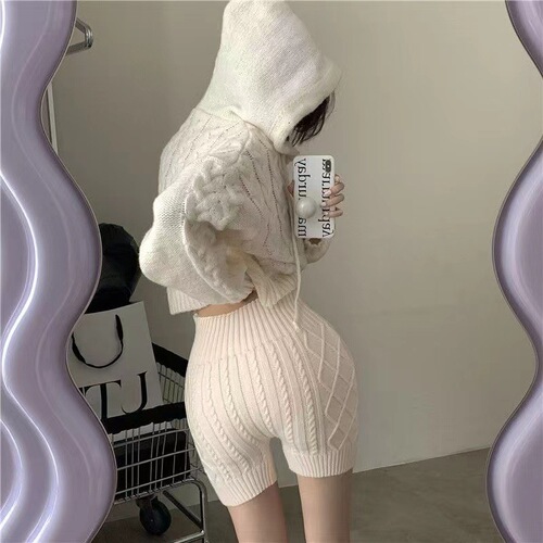 Knitted leggings, anti-exposure safety pants, elastic leggings, autumn and winter warm shorts, high waist, tummy control, butt lifting for women