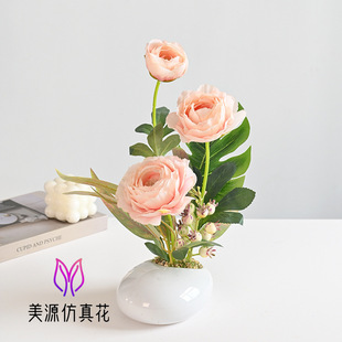 Fake flower simulation lotus flower creative bonsai ornaments artificial flower indoor home decoration factory direct supply simulation potted plant