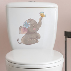 Foreign trade cartoon cute elephant butterfly children's bedroom toilet home decoration wall sticker self-adhesive wholesale cross-border