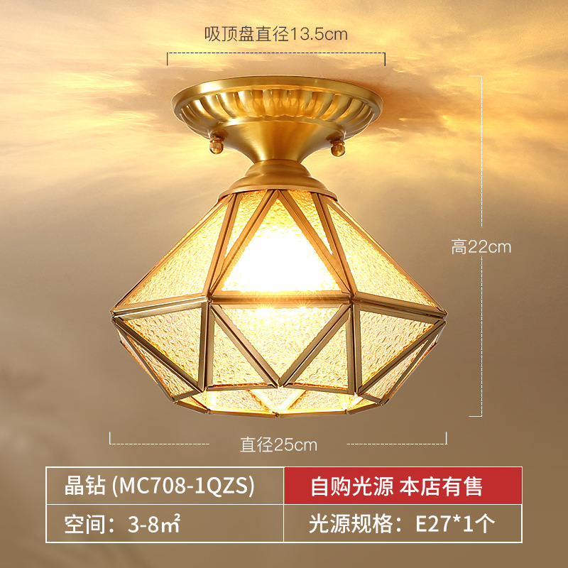 [Selección estricta] lámpara de pasillo de cobre estrella americana en el balcón de entrada lámpara de techo lujosa luz roja