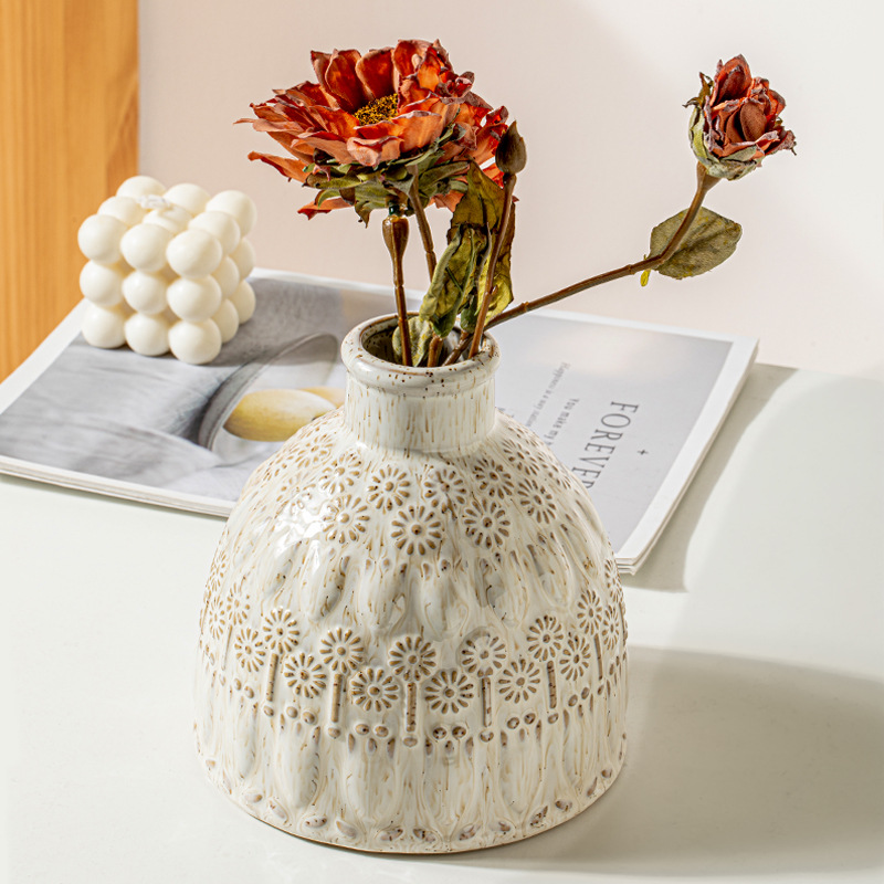 Amazonas retro transfronterizo diente de león cerrado vasijas de flores decoraciones cerámicas decoraciones de vivienda modelo de sala de estar vasos de flores