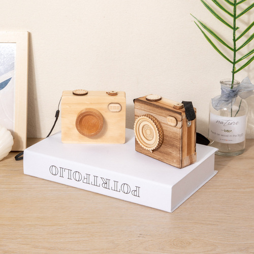Handmade wooden retro camera music box wooden music box holiday gift couple graduation cartoon birthday gift