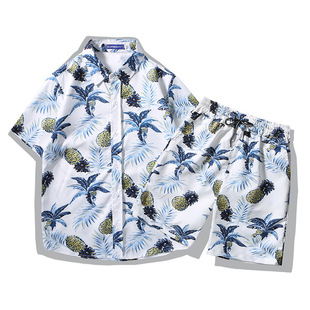Trousers, shirt, men's beach set, plus size