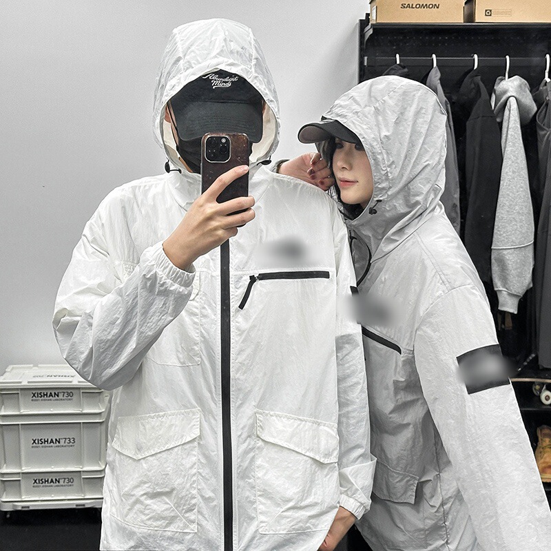日焼け防止服メンズ夏薄い涼しい通気性釣り日焼け防止服屋外抗 UV フード付きジャケット北北|undefined